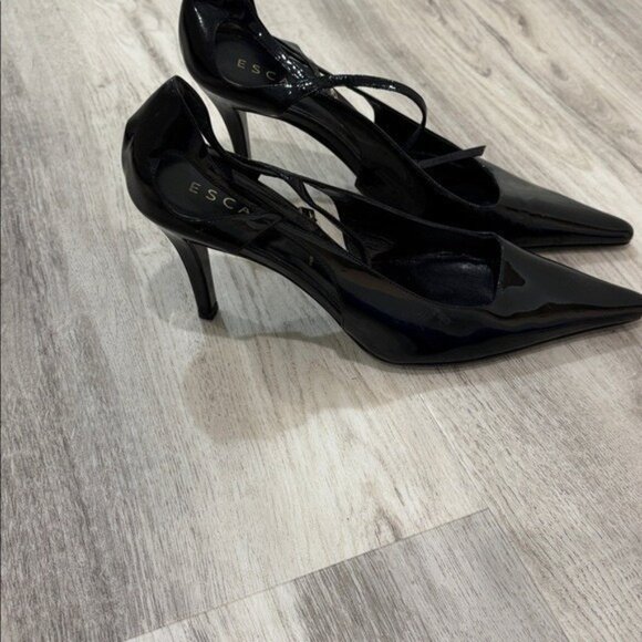 Escada Glossy Black PATENT  Leather HEELS SIZE eu 39 US SIZE 8.5 - Picture 3 of 8